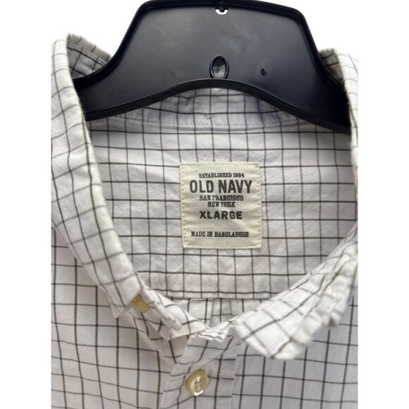 Old Navy XL Button Down Shirt Checkered Short Sleeve Casual Cotton Streetwear - Picture 3 of 8